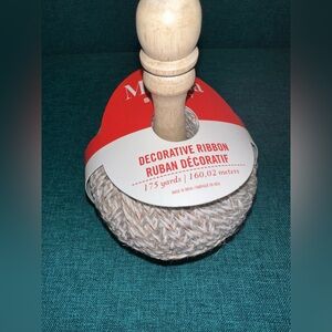 Martha Stewart Decorative Ribbon on Wooden Spool White Gold 175yd NEW WITH TAGS
